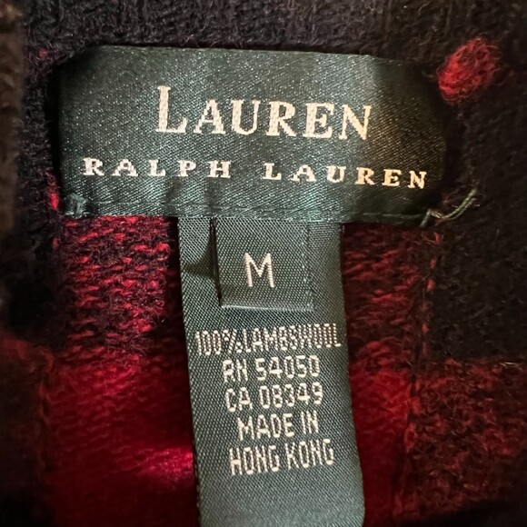 Lauren Ralph Lauren Lambswool Plaid 1/4 Zip Sweater Women's Medium - Picture 2 of 4